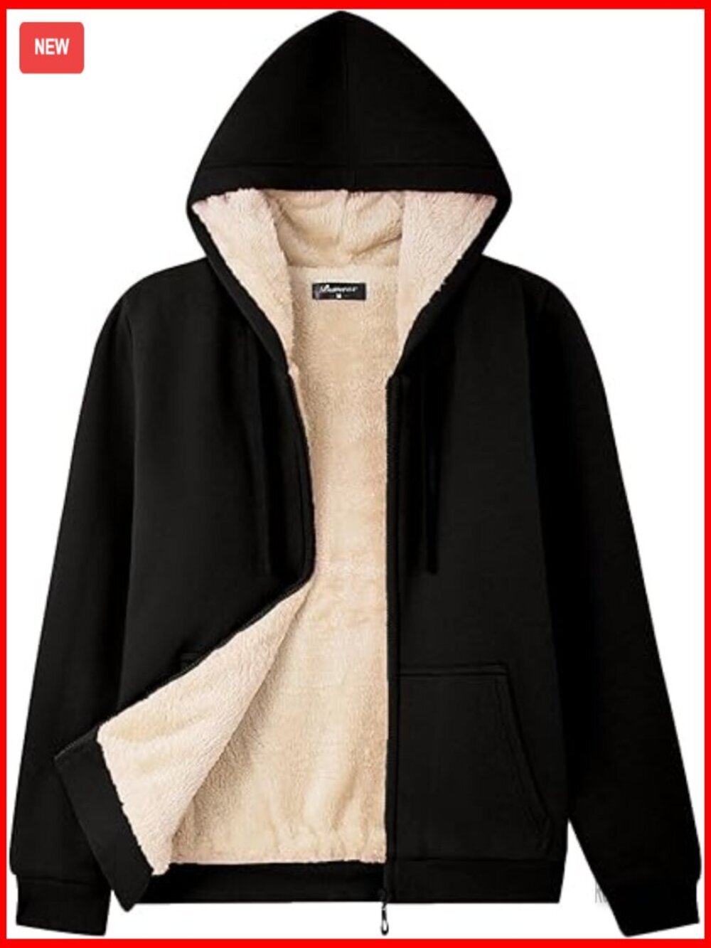Fleece Lined Zip Up Hoodie Jacket Cozy Warm Sweatshirt Coat Long Sleeve